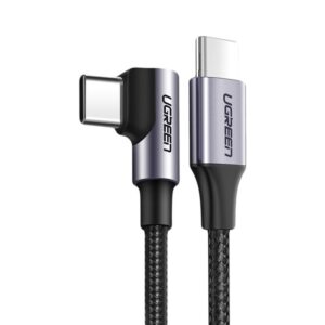 Ugreen US255 50125 USB-C (straight) / USB-C (angled) PD QC kabelis 60W 3A 2m - pilkos spalvos