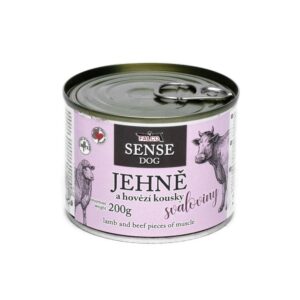 FALCO SENSE DOG ėriena ir su jautiena raumenų gabalėliai skardine 200 g, 6 vnt.