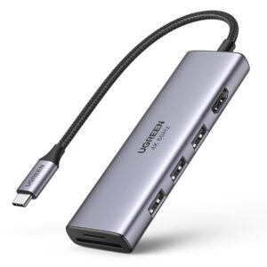 Ugreen multi-functional HUB USB Type C - 3x USB 3.2 Gen 1 / HDMI 4K 60Hz / SD and TF card reader pilkos spalvos (60383 CM511)