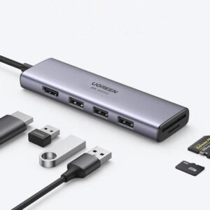 Ugreen multi-functional HUB USB Type C - 3x USB 3.2 Gen 1 / HDMI 4K 60Hz / SD and TF card reader pilkos spalvos (60383 CM511) - Image 3
