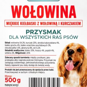 PETITTO Soft beef sausages - skanėstas šuniui - 500g - Image 3