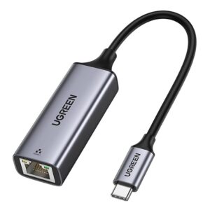 Ugreen external network adapter RJ45 - USB Type C (1000 Mbps / 1 Gbps) Gigabit Ethernet pilkos spalvos (CM199)