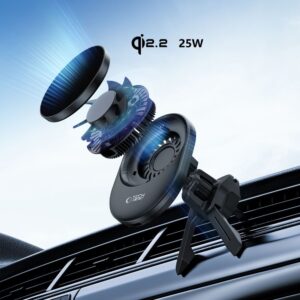 Tech-Protect V21 Magnetic MagSafe Dashboard & Vent automobilinis telefono laikiklis su belaidžiu įkrovimu 25W QI2.2 juodos spalvos - Image 8