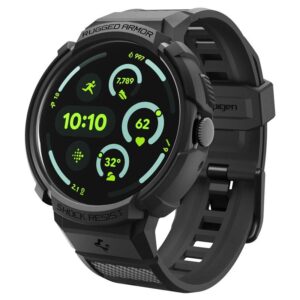 Spigen Rugged Armor Pro + Stand, matinės juodos spalvos - Google Pixel Watch 4 41mm