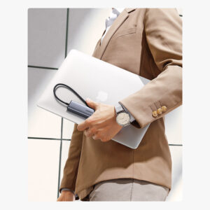 Ugreen multifunctional adapter HUB USB 3.0 - 3 x USB / Ethernet RJ-45 / USB Type C PD pilkos spalvos (CM475) - Image 9