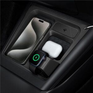 Spigen Tesla 3 in 1 Wireless Charging Hub Mount, juodos spalvos - Tesla Model 3 2024