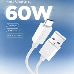 Spigen EB6010AC USB-A / USB-C 60W kabelis 100 cm - baltos spalvos - Image 13