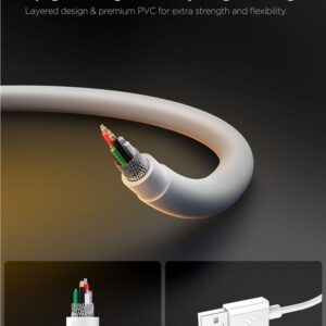 Spigen EB6010AC USB-A / USB-C 60W kabelis 100 cm - baltos spalvos - Image 15