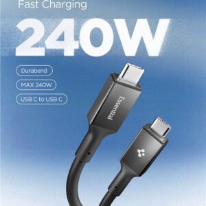 Spigen EB24012CC Essential Type-C kabelis 240W 120CM juodos spalvos - Image 12