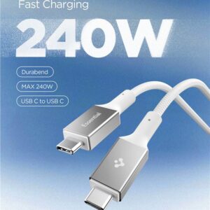 Spigen EB24015CC Essential Type-C kabelis 240W 150cm baltos spalvos - Image 13