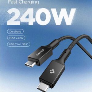 Spigen EB24015CC Essential Type-C kabelis 240W 150cm juodos spalvos - Image 12