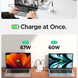SPIGEN ArcStation Pro GaN-1402 power charger, 2x USB-C, 140W baltos spalvos - Image 10