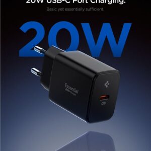 Spigen Essential EE201EU USB-C 20W laidinis įkroviklis - juodos spalvos - Image 9