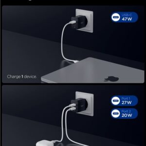 Spigen Essential EE472EU 2-port USC-C 47W wall charger - juodos spalvos - Image 15