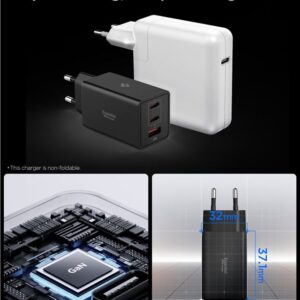 Spigen Essential EE673EU 3-port charger 2xUSB-C 1xUSB-A 67W - juodos spalvos - Image 9