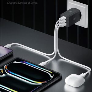 Spigen Essential EE673EU 3-port charger 2xUSB-C 1xUSB-A 67W - juodos spalvos - Image 12