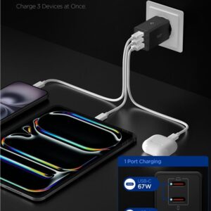 Spigen Essential EE673EU 3-port charger 2xUSB-C 1xUSB-A 67W - juodos spalvos - Image 13