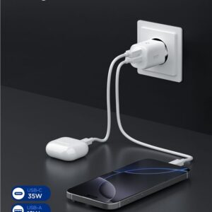 Spigen Essential EE352EU USB-C / USB-A 35W Wall Charger - baltos spalvos - Image 16