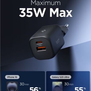 Spigen Essential EE352EU USB-C / USB-A 35W Wall Charger - juodos spalvos - Image 12