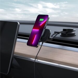 Spigen OneTap 3 Pro belaidis automobilinis įkroviklis Mount MagSafe Dashboard/Windshield ITS35W-3, juodos spalvos - Image 3
