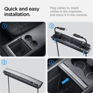 Spigen Tesla Cable Organizer Station, juodos spalvos - Tesla Model Y/3 - Image 3