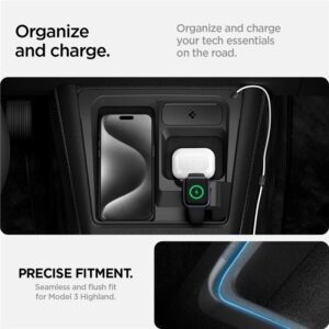 Spigen Tesla 3 in 1 Wireless Charging Hub Mount, juodos spalvos - Tesla Model 3 2024 - Image 3