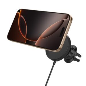 Spigen OneTap Pro 4 MagSafe automobilinis telefono laikiklis su įkrovikliu, juodos spalvos - Belaidis / Air Vent - Image 5