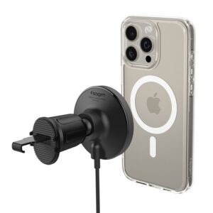 Spigen OneTap Pro 4 MagSafe automobilinis telefono laikiklis su įkrovikliu, juodos spalvos - Belaidis / AirVent Hook - Image 11