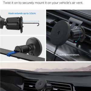 Spigen OneTap Pro 4 MagSafe automobilinis telefono laikiklis su įkrovikliu, juodos spalvos - Belaidis / AirVent Hook - Image 10