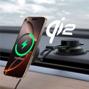 Spigen OneTap Pro 4 MagSafe Car Mount Charger, juodos spalvos - belaidis / Dashboard / Windshield - Image 8