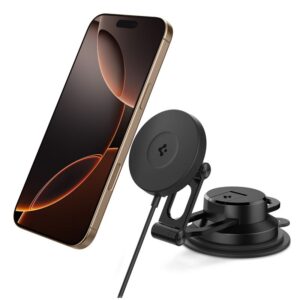 Spigen OneTap Pro 4 MagSafe Car Mount Charger, juodos spalvos - belaidis / Dashboard / Windshield - Image 9