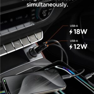 Juodas 30W 2xUSB-A automobilinis įkroviklis "Spigen Essential EV302" - Image 19
