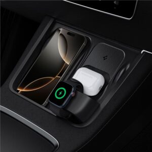 Spigen Tesla 3 in 1 Wireless Charging Hub Mount, juodos spalvos - Tesla Model Y/3 - Image 17