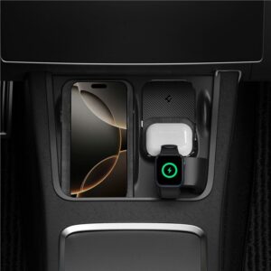 Spigen Tesla 3 in 1 Wireless Charging Hub Mount, juodos spalvos - Tesla Model Y/3 - Image 19