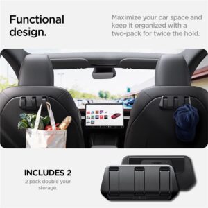 Spigen Tesla Car Seat Hook Holder, juodos spalvos - Tesla Model Y/3 - Image 10