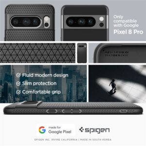 Google Pixel 8 Pro Spigen Liquid Air Matte telefono dėklas juodos spalvos - Image 15