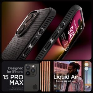 Spigen Liquid Air Apple iPhone 15 Pro Max dėklas telefonui matinės juodos spalvos - Image 8