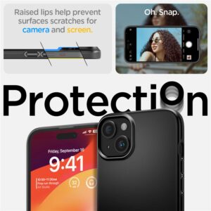 Apple iPhone 15 Spigen Thin Fit telefono dėklas juodos spalvos - Image 16