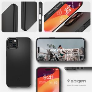 Apple iPhone 15 Spigen Thin Fit telefono dėklas juodos spalvos - Image 18