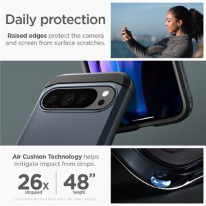 Google Pixel 9 Pro XL Spigen Tough Armor Metal Slate dėklas telefonui juodos spalvos - Image 12