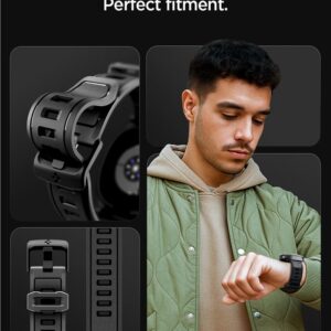 Spigen Rugged Armor Pro apyrankė skirta Samsung Galaxy Watch 8 44mm - Matte juodos spalvos - Image 11