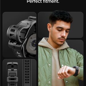Spigen Rugged Armor Pro apyrankė skirta Samsung Galaxy Watch 8 Classic 46mm - Matte juodos spalvos - Image 11