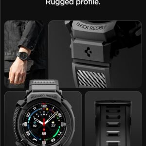 Spigen Rugged Armor Pro apyrankė skirta Samsung Galaxy Watch 8 Classic 46mm - Matte juodos spalvos - Image 12