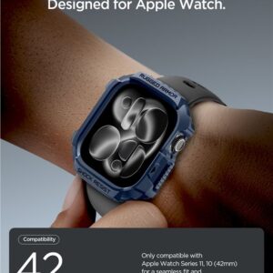 Spigen Rugged Armor dėklas skirtas Apple Watch 42mm - mėlynos spalvos - Image 14