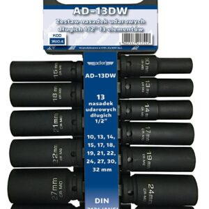 ADLER ILGOS SMŪGINĖS GALVUTĖS 13vnt. 1/2" AD-13DW 10-32mm /LAIKIKLIS