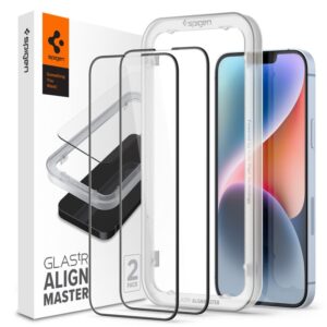 Apsauginis stiklas Spigen ALM GLASS FC Apple iPhone 13 / 13 Pro / 14 su juodos spalvos krašteliu - Image 10