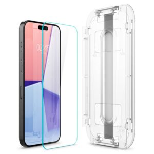 Apsauginis stiklas telefonui Apple iPhone 15 Pro Max Spigen Glas.tr "EZ Fit" skaidrus - Image 9