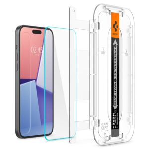 Apsauginis stiklas Apple iPhone 15 Spigen Glas.tr "EZ Fit" 2-Pack skaidrus - Image 9