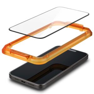 Apsauginis stiklas telefonui Apple iPhone 15 Spigen ALM Glass FC 2-pack juodos spalvos krašteliu - Image 17