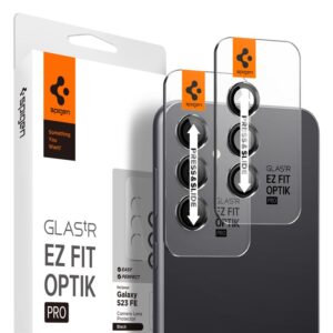 Samsung Galaxy S23 FE Spigen Optik. TR ”EZ FIT” kameros apsauga 2-pack juodos spalvos - Image 2